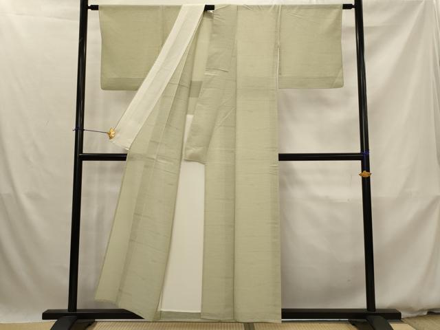 平和屋着物＊夏物　色無地　絽　幾何学紋紗　白橡色　正絹　逸品　AABK2975st