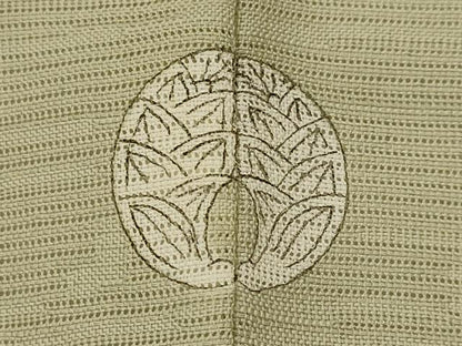平和屋着物＊夏物　色無地　絽　幾何学紋紗　白橡色　正絹　逸品　AABK2975st