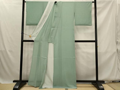平和屋着物＊夏物　色無地　絽縮緬　薄青色　洗える着物　AABK2977st