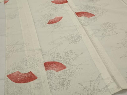 平和屋着物＊夏物　小紋　絽　地紙花文　洗える着物　未使用　AABK2981st