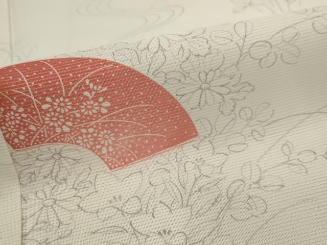 平和屋着物＊夏物　小紋　絽　地紙花文　洗える着物　未使用　AABK2981st