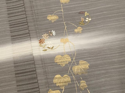 平和屋着物＊夏物　訪問着　変わり絽　刺繍　草花文　暈し染め　金彩　正絹　逸品　AABK2983st