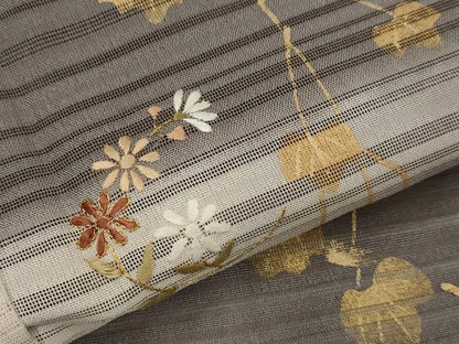 平和屋着物＊夏物　訪問着　変わり絽　刺繍　草花文　暈し染め　金彩　正絹　逸品　AABK2983st