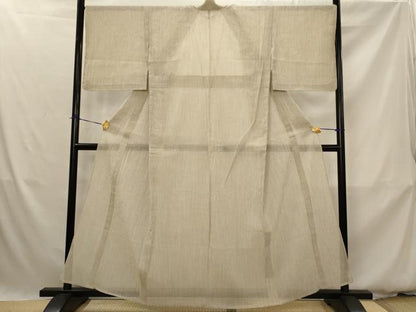 平和屋着物＊夏物　本場小千谷ちぢみ　縞 　麻　逸品　未使用　AABK2997st