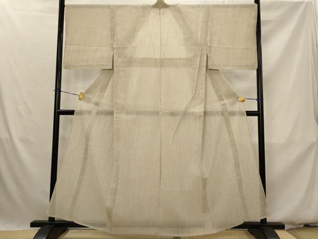 平和屋着物＊夏物　本場小千谷ちぢみ　縞 　麻　逸品　未使用　AABK2997st