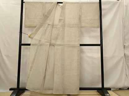平和屋着物＊夏物　本場小千谷ちぢみ　縞 　麻　逸品　未使用　AABK2997st