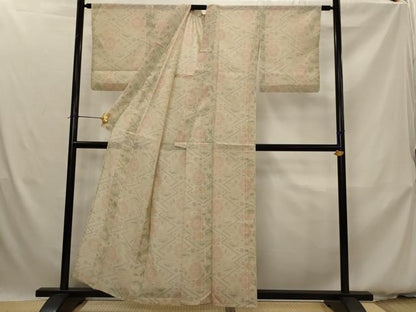 平和屋着物＊夏物　本場大島紬　夏大島　松皮菱花文　正絹　逸品　AABK3002st