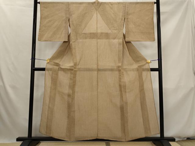 平和屋着物＊夏物　本場小千谷ちぢみ　縞　麻　逸品　AABK3009st