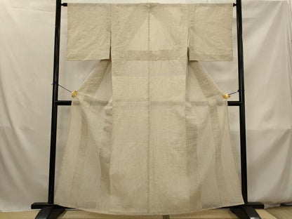 平和屋着物＊夏物　本場小千谷ちぢみ　縞　麻　逸品　AABK3011st