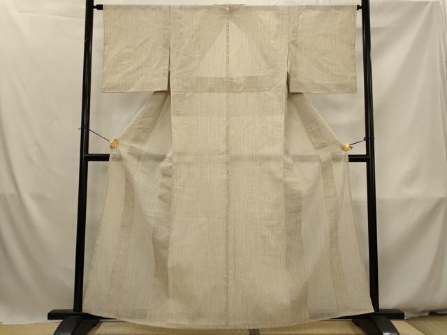 平和屋着物＊夏物　本場小千谷ちぢみ　縞　麻　逸品　AABK3011st