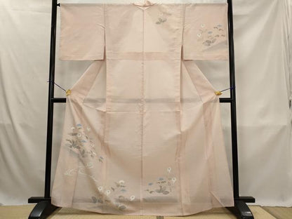 平和屋着物＊夏物　訪問着　変わり絽　流水花文　銀彩　正絹　逸品　AABK3022st