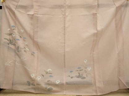平和屋着物＊夏物　訪問着　変わり絽　流水花文　銀彩　正絹　逸品　AABK3022st