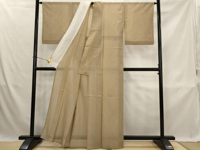 平和屋着物＊夏物　紗紬　縞　正絹　逸品　AABK3026st
