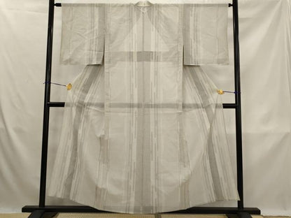 平和屋着物＊夏物　紗紬　100亀甲　エ霞間道　反端付き　正絹　逸品　AABK3032st