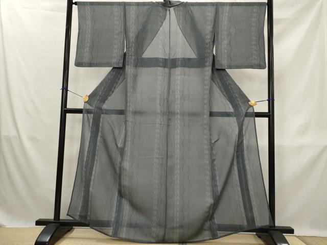 平和屋着物＊夏物　紗紬　間道　正絹　逸品　AABK3033st