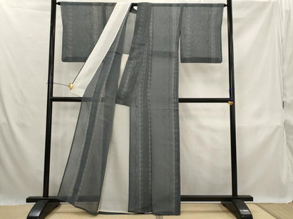 平和屋着物＊夏物　紗紬　間道　正絹　逸品　AABK3033st