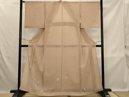 平和屋着物＊夏物　訪問着　絽　駒刺繍　色紙花文　暈し染め　金彩　正絹　逸品　AABK3034st