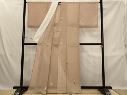平和屋着物＊夏物　訪問着　絽　駒刺繍　色紙花文　暈し染め　金彩　正絹　逸品　AABK3034st