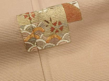 平和屋着物＊夏物　訪問着　絽　駒刺繍　色紙花文　暈し染め　金彩　正絹　逸品　AABK3034st