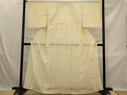 平和屋着物＊夏物　小紋　絽　変わり格子　正絹　逸品　AABK3036st