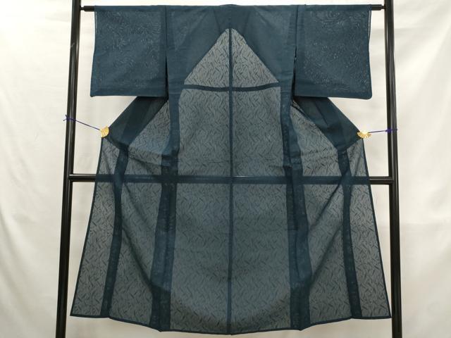 平和屋着物＊夏物　色無地　紗　草葉紋紗　褐返色　正絹　逸品　AABK3038st