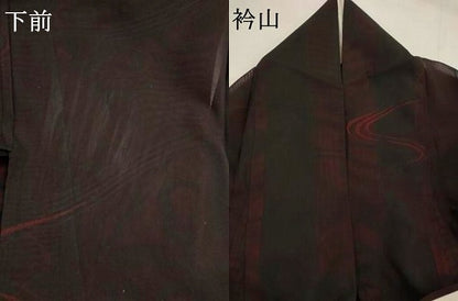 平和屋着物＊夏物　小紋　紗　流水文　正絹　逸品　AABK3039st