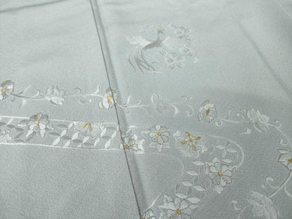 平和屋着物●訪問着　総刺繍　更紗花鳥文　正絹　逸品　AABK3041ck