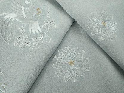 平和屋着物●訪問着　総刺繍　更紗花鳥文　正絹　逸品　AABK3041ck