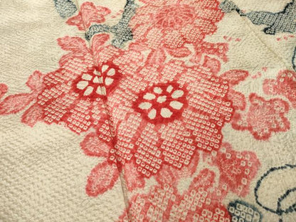 平和屋着物●豪華振袖　総絞り　枝花文　ロング丈　正絹　逸品　AABK3042ck