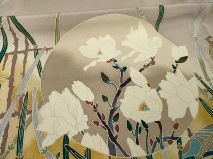 平和屋着物●豪華色留袖　友禅　作家物　流水花鳥文　正絹　逸品　AABK3046ck