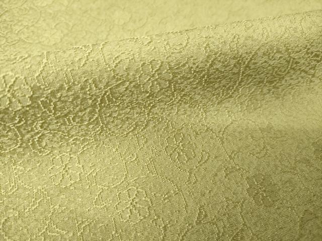 平和屋着物●上質な色無地　花唐草地紋　油色　正絹　逸品　AABK3050ck