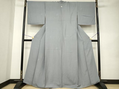 平和屋着物●上質な色無地　舞花地紋　素鼠色　正絹　逸品　AABK3051ck