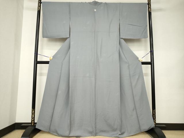 平和屋着物●上質な色無地　舞花地紋　素鼠色　正絹　逸品　AABK3051ck