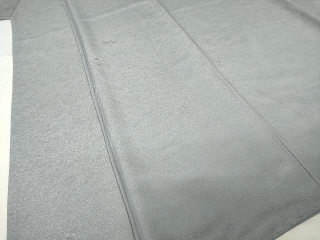 平和屋着物●上質な色無地　舞花地紋　素鼠色　正絹　逸品　AABK3051ck