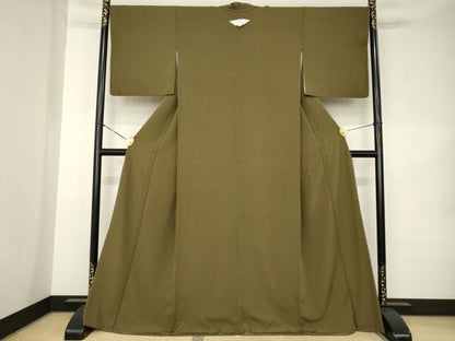 平和屋着物●上質な色無地　作家物　媚茶色　正絹　逸品　未使用　AABK3052ck