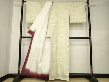 平和屋着物●上質な紬　飾花文　正絹　逸品　AABK3054ck