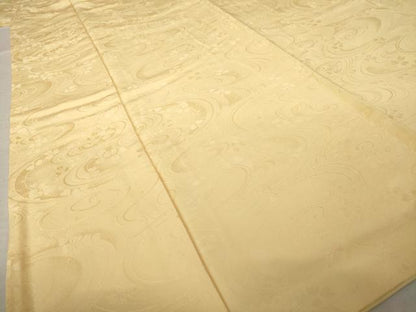 平和屋着物●上質な色無地　流水花地紋　萱草色　正絹　逸品　AABK3056ck