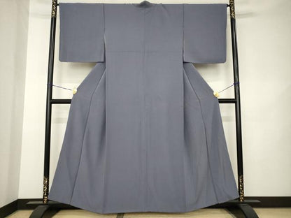 平和屋着物●上質な色無地　紫鼠色　正絹　逸品　AABK3060ck