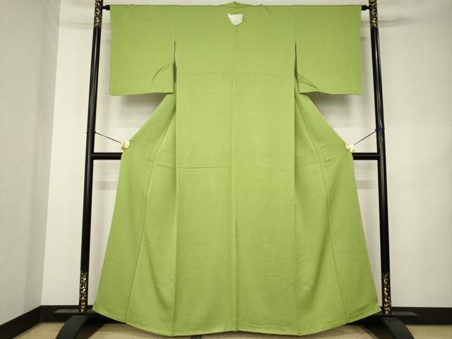 平和屋着物●上質な色無地　若苗色　正絹　逸品　AABK3061ck
