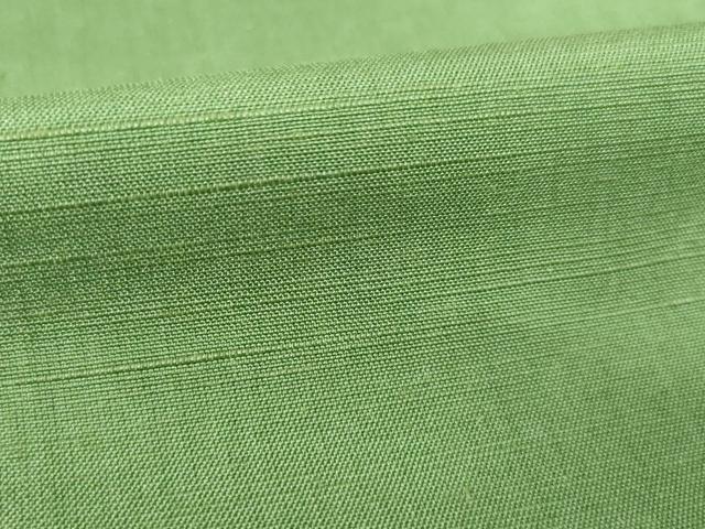 平和屋着物●上質な紬　色無地　松葉色　正絹　逸品　AABK3062ck