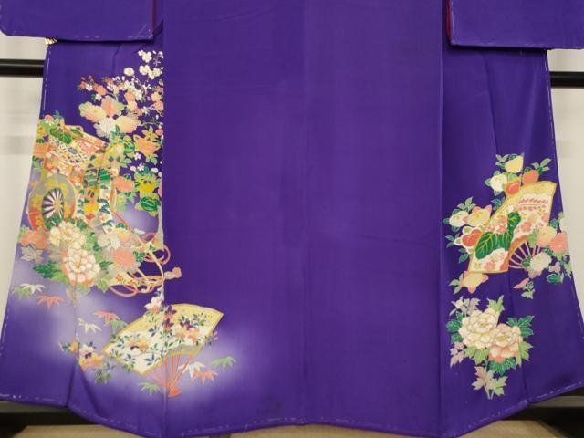 平和屋着物●アンティーク　大正ロマン　色留袖　御所車花文　両褄　正絹　逸品　AABK3063ck