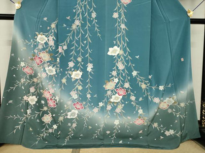 平和屋着物●訪問着　友禅　作家物　枝垂れ花文　暈し染め　正絹　逸品　AABK3064ck