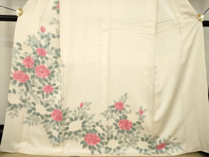 平和屋着物●訪問着　刺繍　薔薇　バラ　正絹　逸品　AABK3065ck