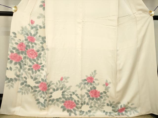 平和屋着物●訪問着　刺繍　薔薇　バラ　正絹　逸品　AABK3065ck