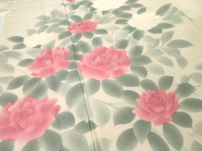 平和屋着物●訪問着　刺繍　薔薇　バラ　正絹　逸品　AABK3065ck