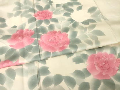 平和屋着物●訪問着　刺繍　薔薇　バラ　正絹　逸品　AABK3065ck