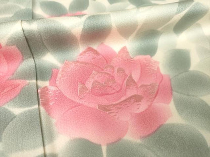 平和屋着物●訪問着　刺繍　薔薇　バラ　正絹　逸品　AABK3065ck