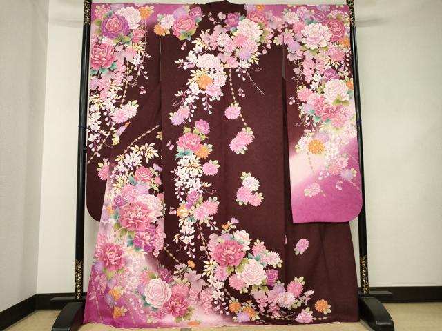 平和屋着物●押切もえ　MOE OSHIKIRI　振袖　刺繍　舞花　暈し染め　金糸　金彩　金通し地　正絹　逸品　AABK3069ck