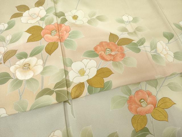 平和屋着物●訪問着　刺繍　枝花文　暈し染め　ロング丈　正絹　逸品　AABK3070ck
