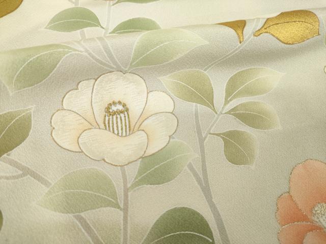 平和屋着物●訪問着　刺繍　枝花文　暈し染め　ロング丈　正絹　逸品　AABK3070ck